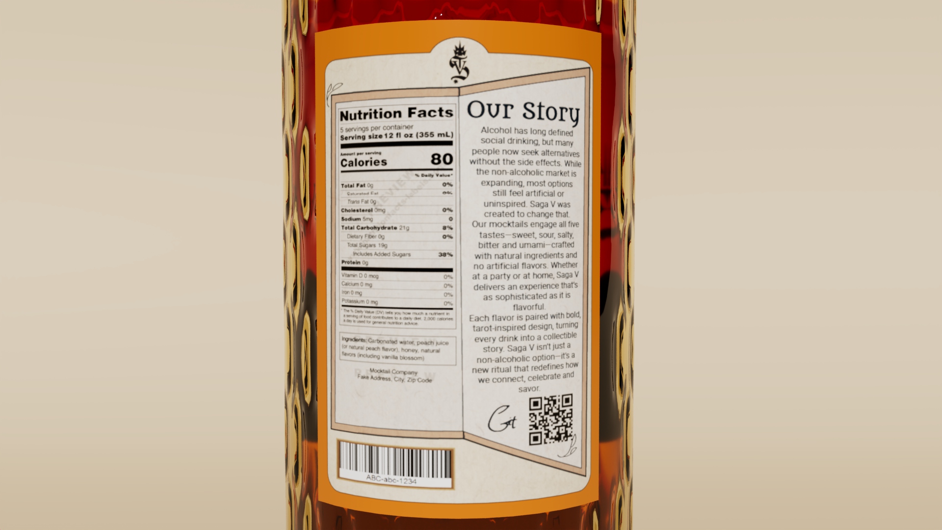 Back label close-up with glass texture