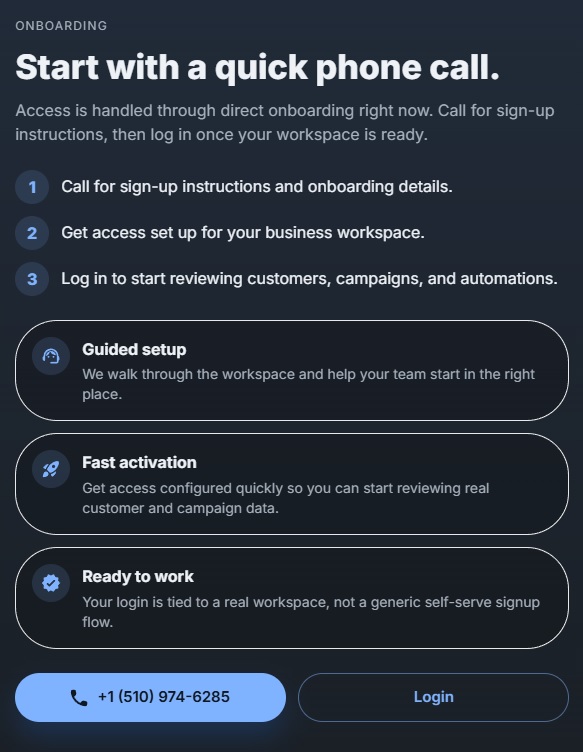 SudsConnect marketing workspace dashboard and module preview